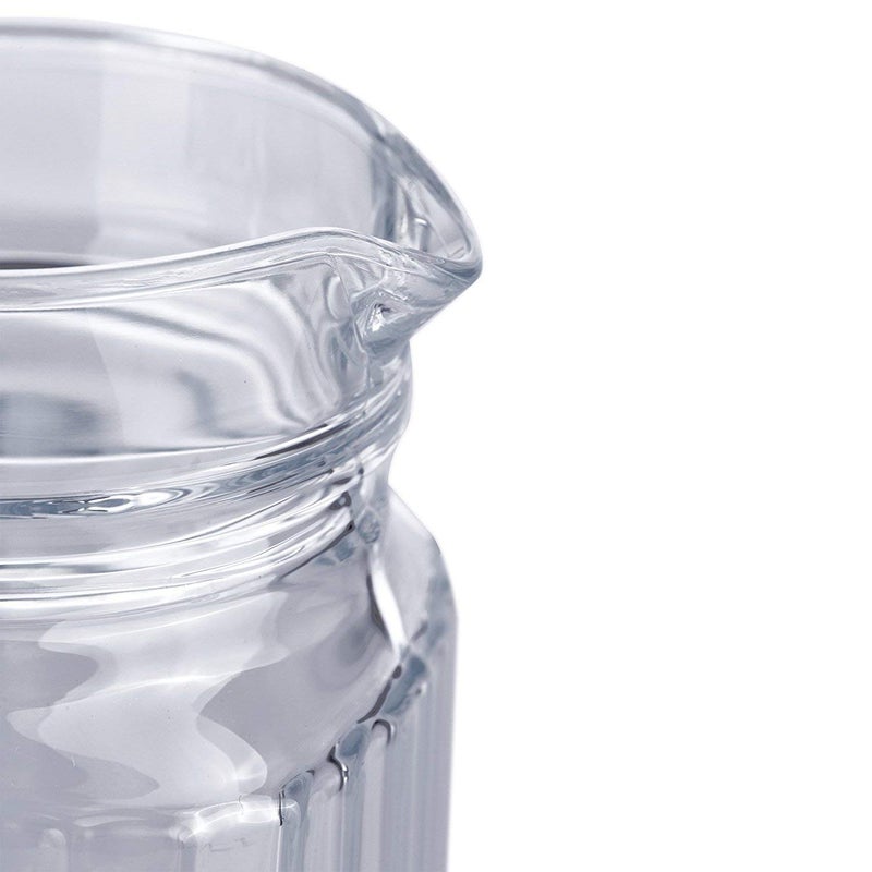 AMBSS SYS Glass Ware Ribbed Pitcher With Lid And Handle, Up To 60oz.Each- Sleek And Elegant, For Milk, Iced Tea, Juices, Water etc. 1.8 L. (Lid is White) (1) - Image 4